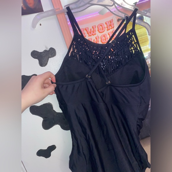 black one piece halter top bathing suit size M - Picture 3 of 4